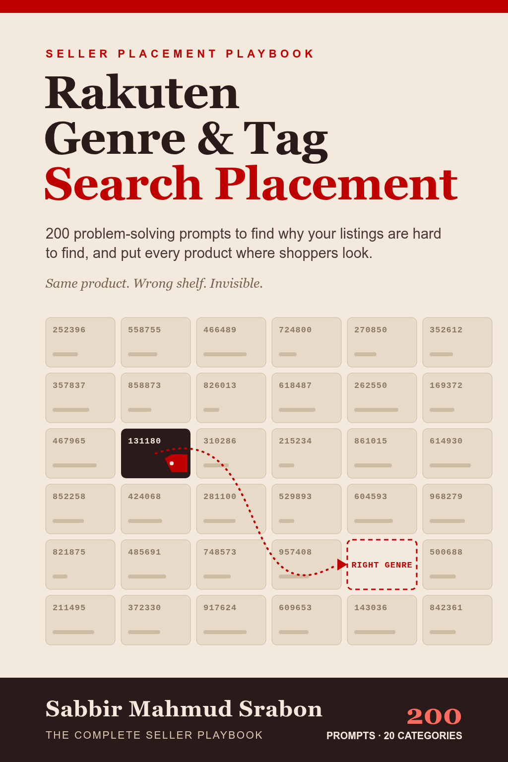 Cover of Rakuten Genre & Tag Search Placement: The Complete Seller Playbook